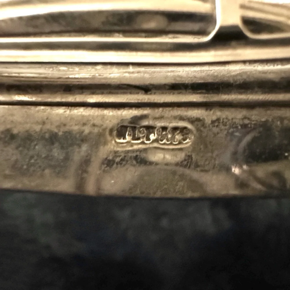 Signed Vintage Navajo Silver Blue Opal /Turquoise Inlay Hair Clip - Picture 6 of 11